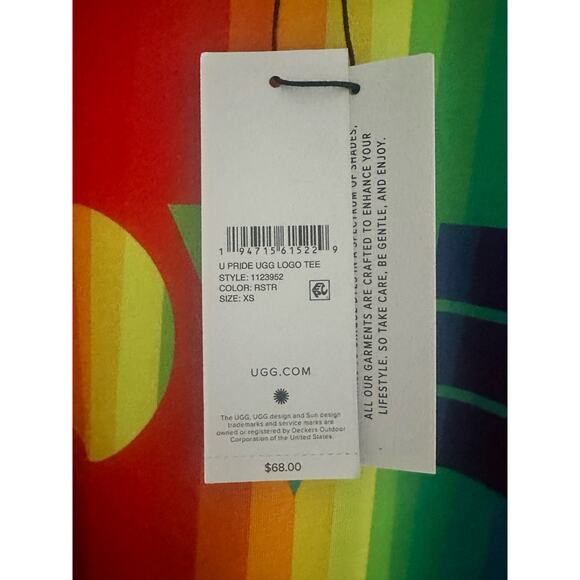 UGG Rainbow Stripes Pride Ugg Logo Tee Women T Shirts Sz XS NWT - Picture 8 of 8